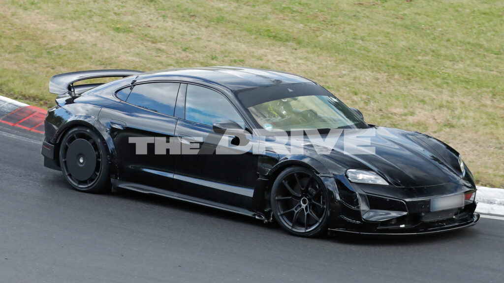 Porsche Taycan Turbo Weissach Running Aero Wheels and GT3 Fender Vents
