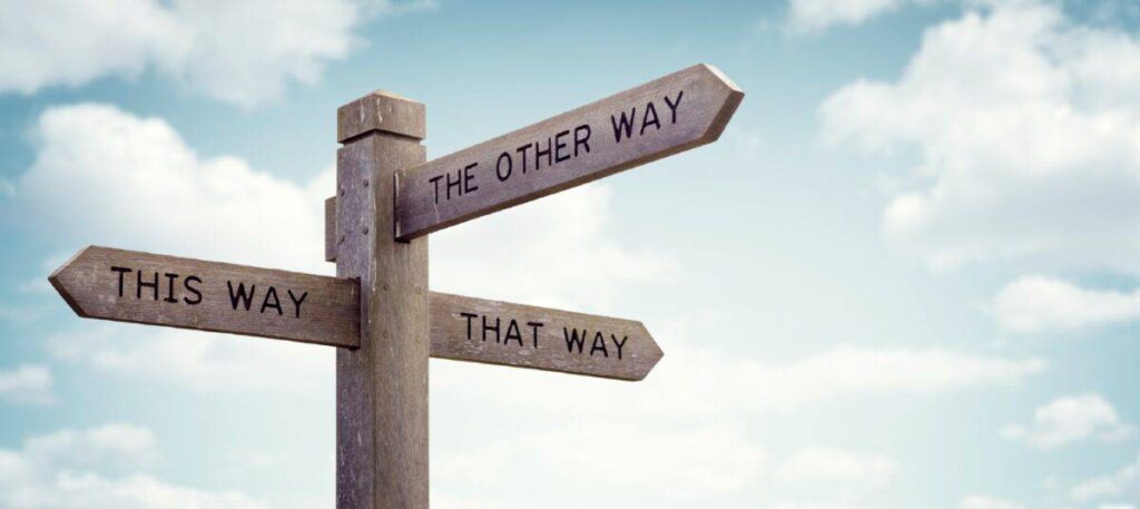 This way, That way, The other way - pointing in different directions