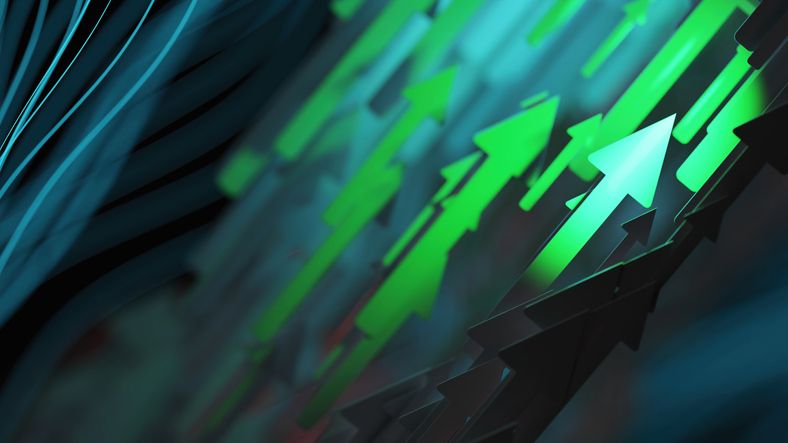 Risk Is On Again, Dow Jumps 381 Points: Stock Market Today arrows in different shades of green pointing up and to the right