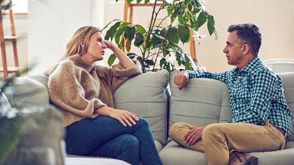 A mature couple fighting, gray divorce