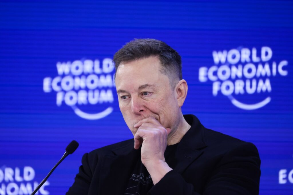 Elon Musk, chief executive officer of Tesla Inc., during the World Economic Forum (WEF) in Davos, Switzerland, on Thursday, Jan. 22, 2026.