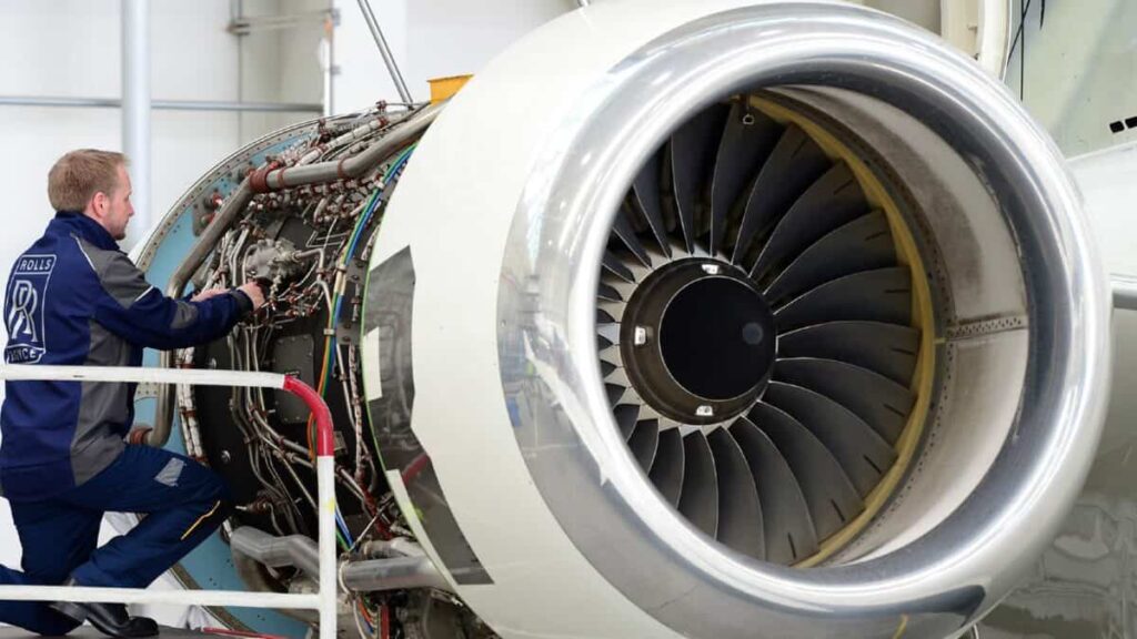 Rolls-Royce engineer working on an engine
