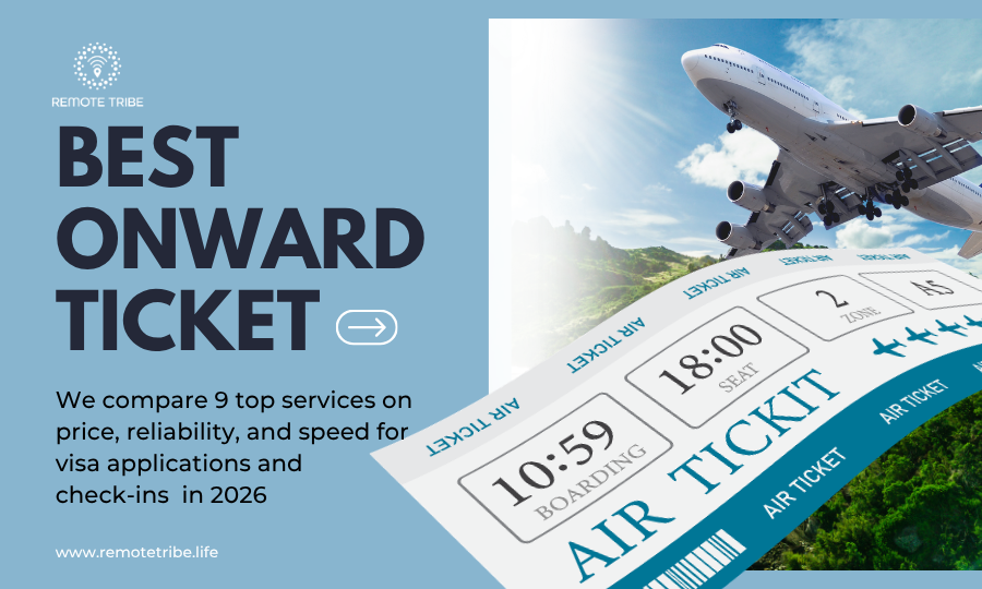 Best Onward Ticket Reviews 2026: 9 Services Tested omnward flight ticket and plane banner