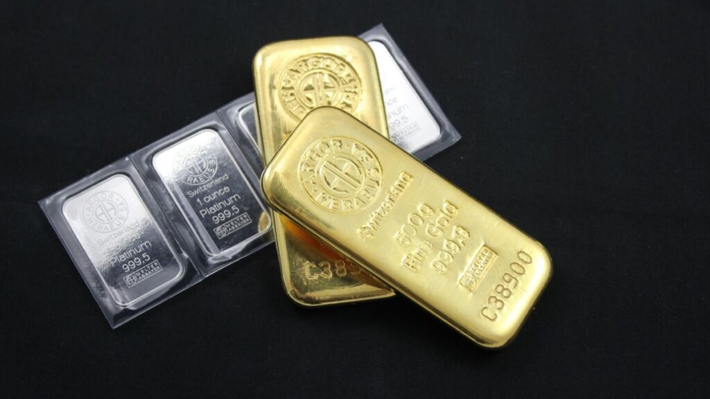 Digital gold investing, close up of gold bars, buying 24K gold through an app in the UAE