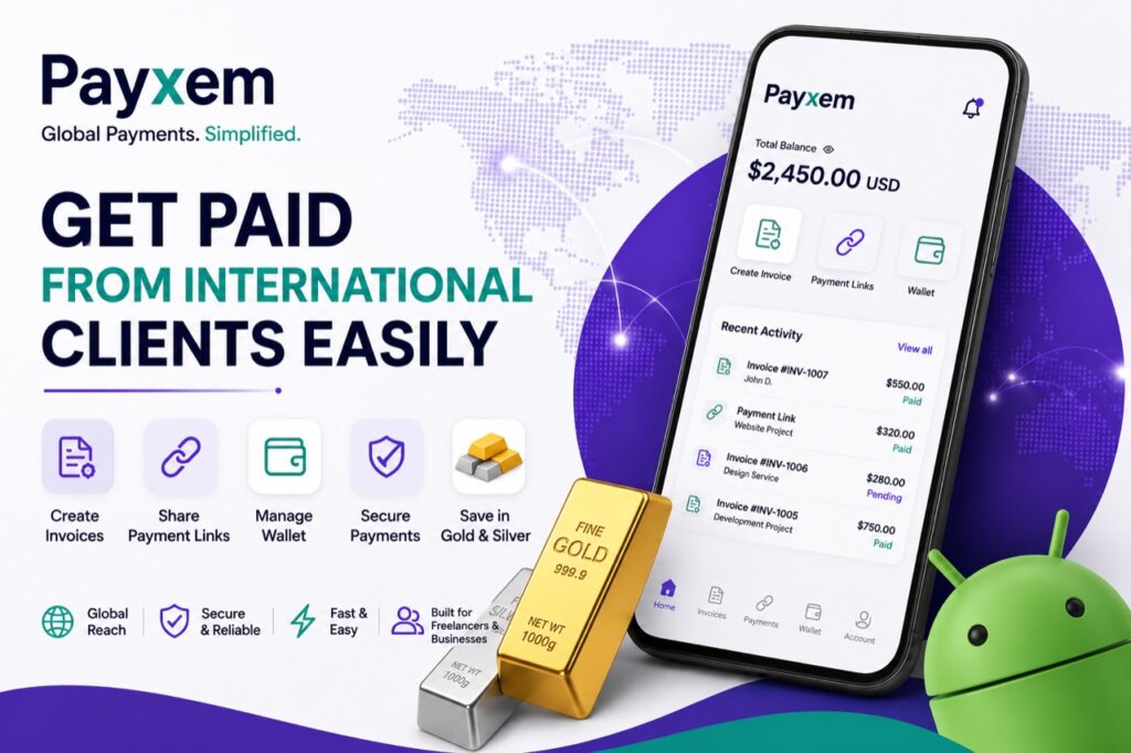 Payxem Freelancer Payments: Serving the Markets Big Players Forget Payxem freelancer payments app showing get paid from international clients easily