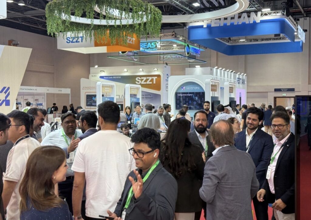 Attendees and exhibitors on the show floor at Seamless Middle East 2026 at the Dubai World Trade Centre